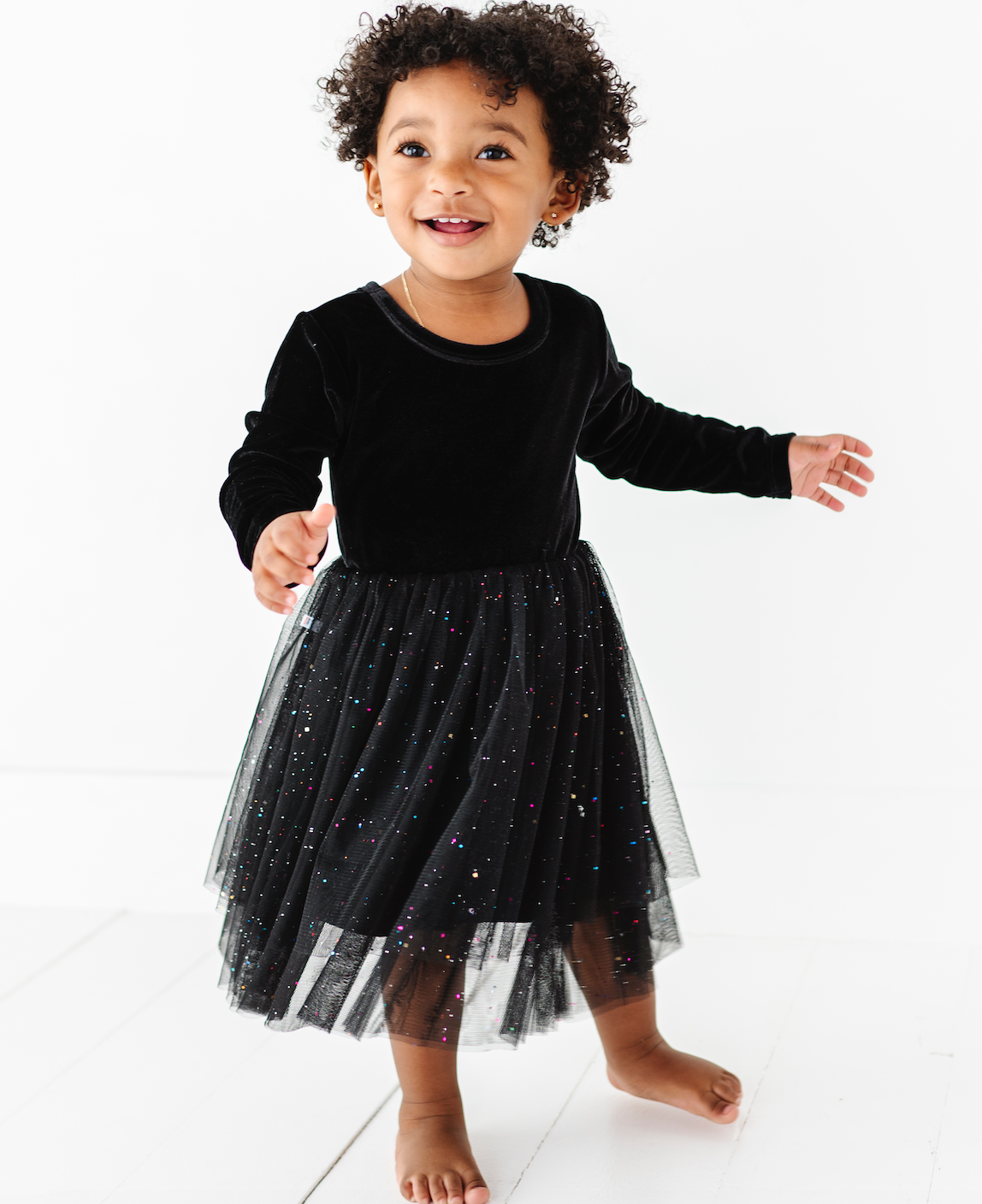 Kids Christmas Dress - Girls Black Velvet Holiday Dress