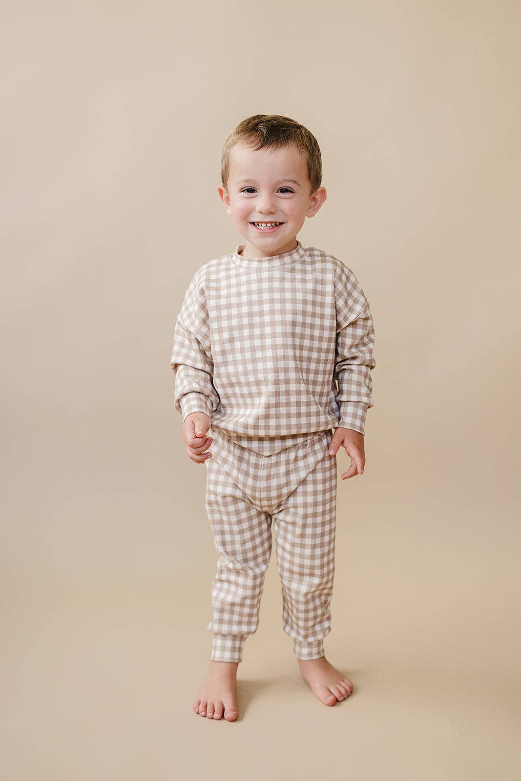 Jogger Set | Beige Gingham
