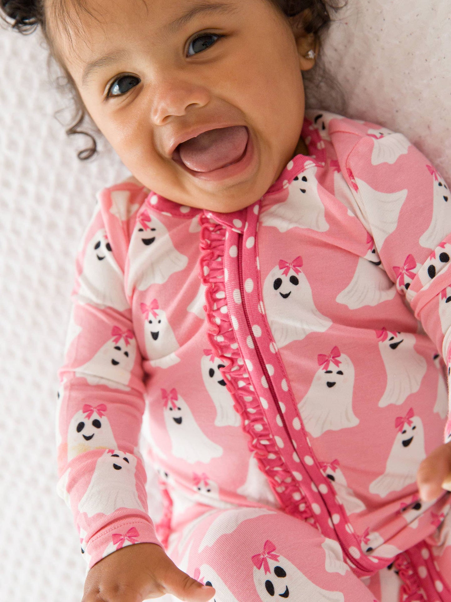 Baby Girls Ghostie Girls Bamboo Viscose Footed Ruffle One Piece Pajama