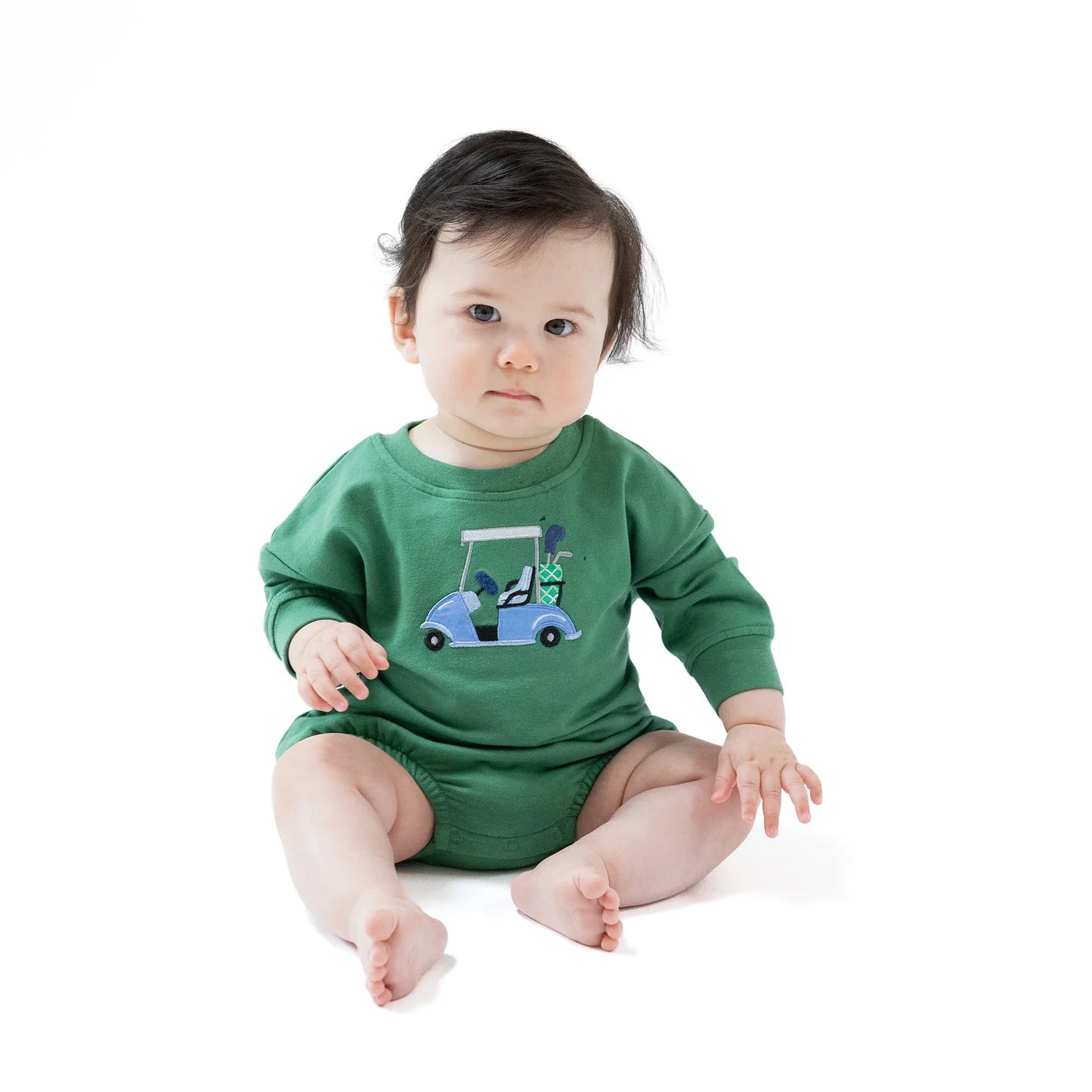 Golf Sweatshirt Bubble Romper - Green