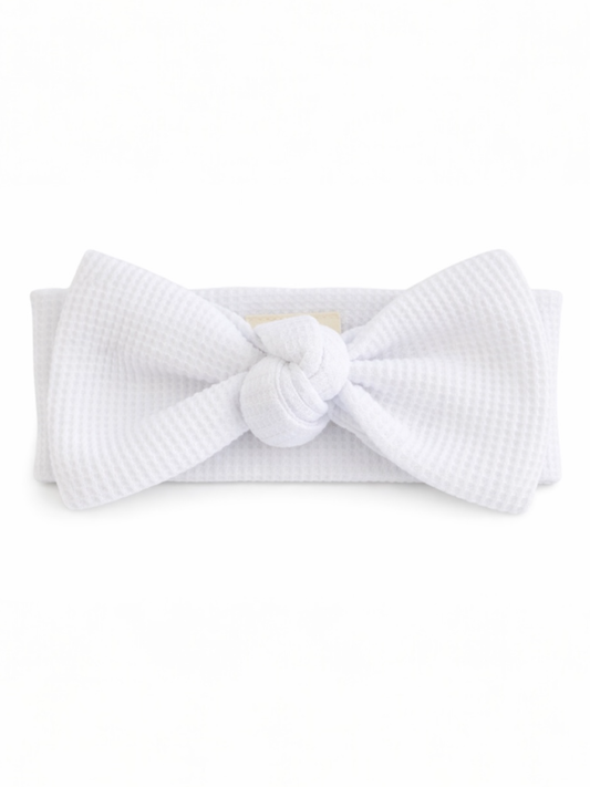 Organic Waffle Knot Bow, Lucent White