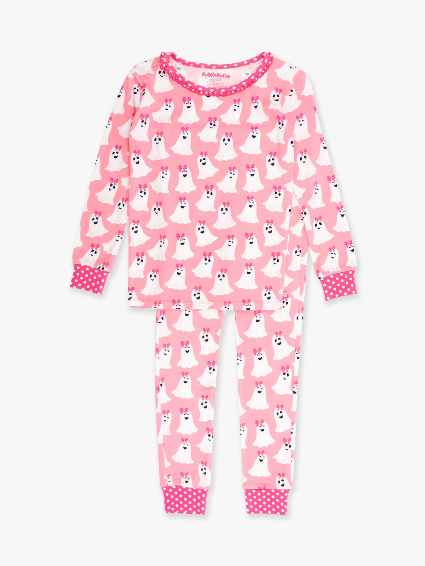 Toddler Girls Ghostie Girls Bamboo Viscose Ruffle Long Sleeve Pajama Set with Signature Rear Ruffles
