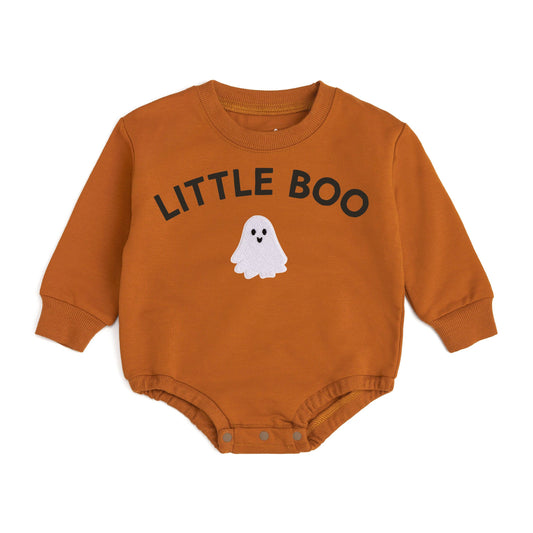 Little Boo Patch Halloween Long Sleeve Romper - Baby Clothes