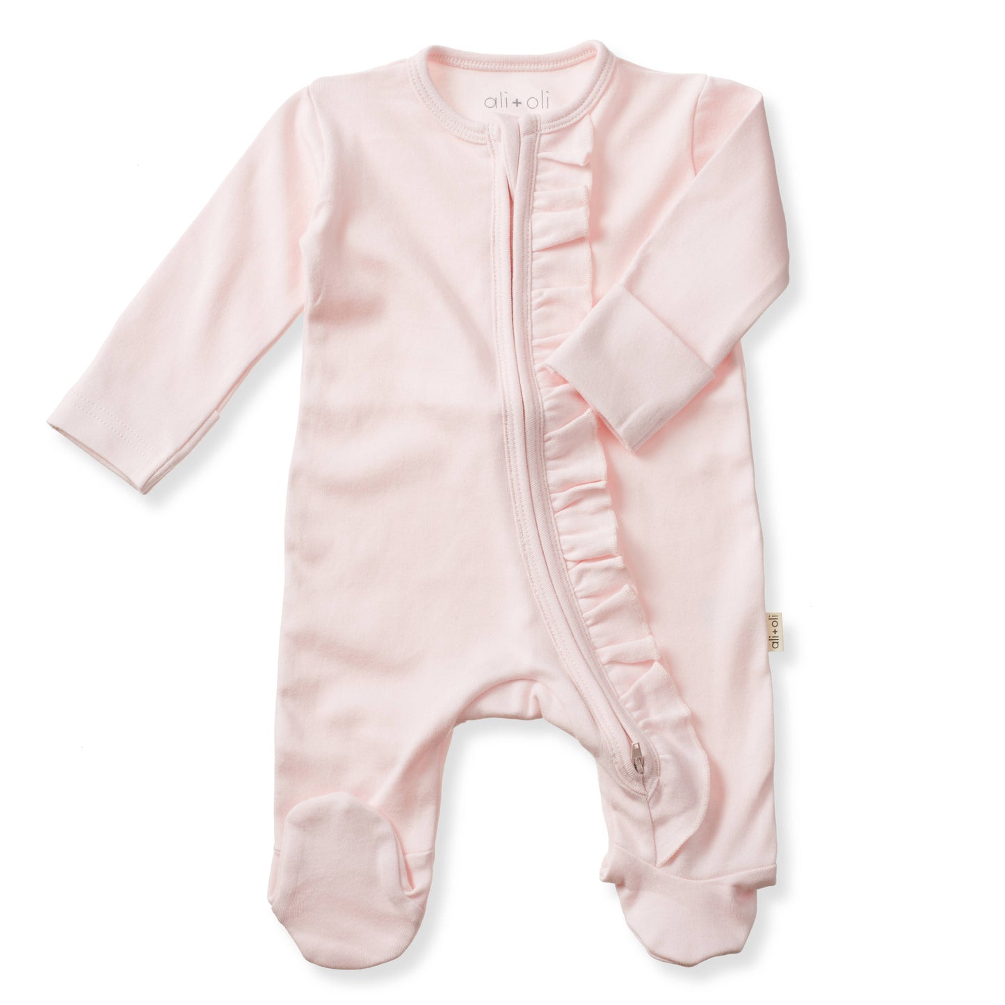 Baby Ruffle Footie 2-Way Zipper – Organic Cotton Lounge Wear