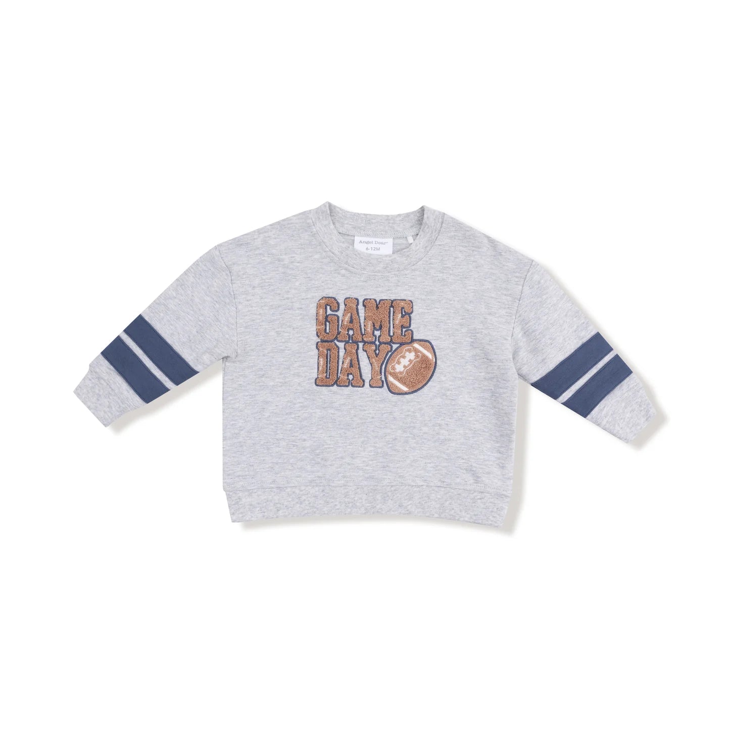 Varsity Light Grey Cozy Drop Sleeve Sweatshirt with Varsity Stripes