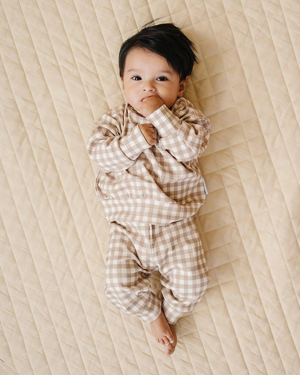 Jogger Set | Beige Gingham