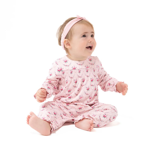 Smocked Long Sleeve Romper