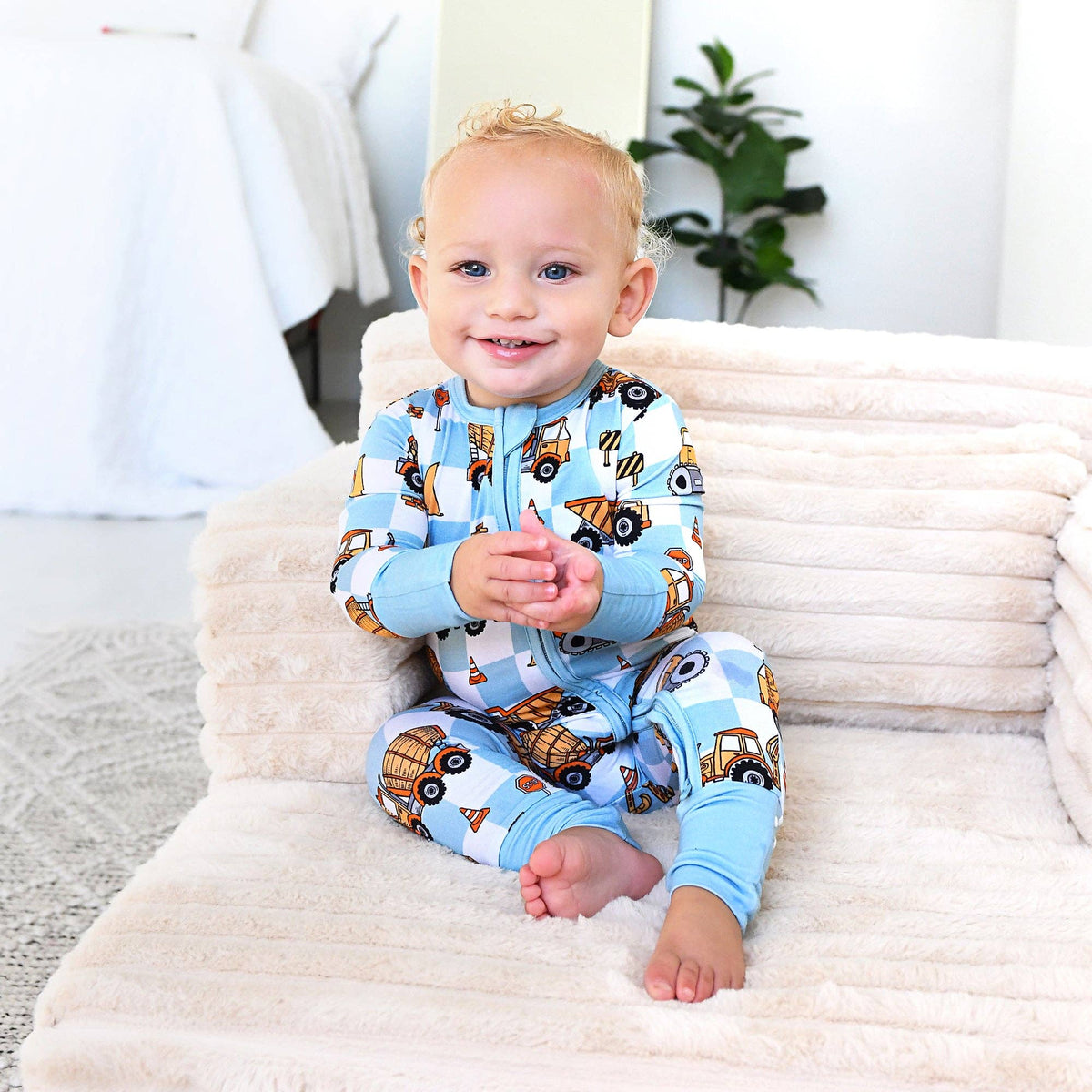 Carson Checks ZIP Bamboo One Piece Baby Outfit
