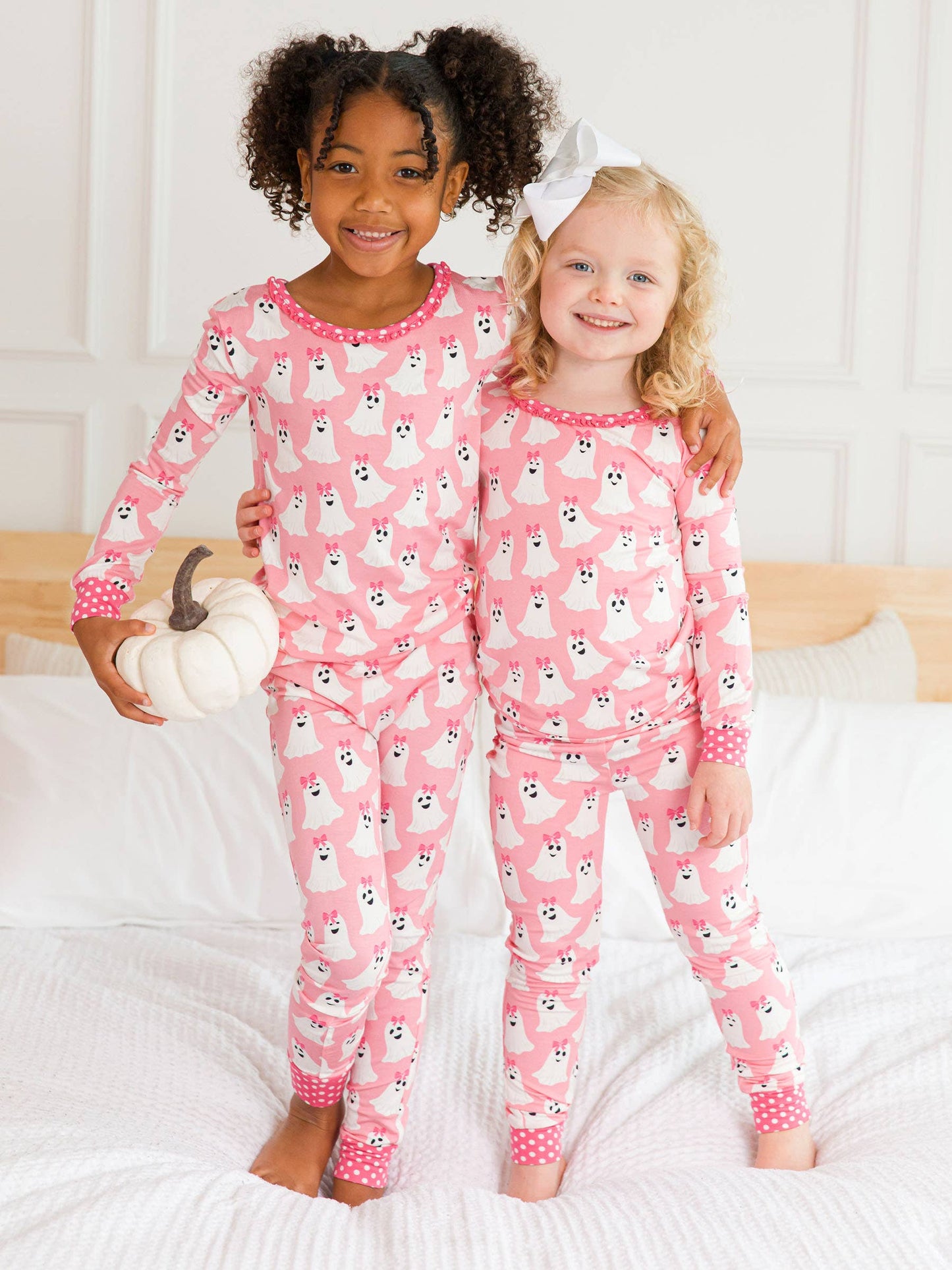 Toddler Girls Ghostie Girls Bamboo Viscose Ruffle Long Sleeve Pajama Set with Signature Rear Ruffles