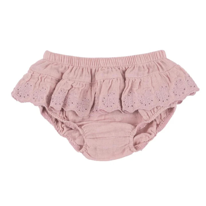 Dusty Pink Muslin Ruffle Bloomer Skirt by Angel Dear