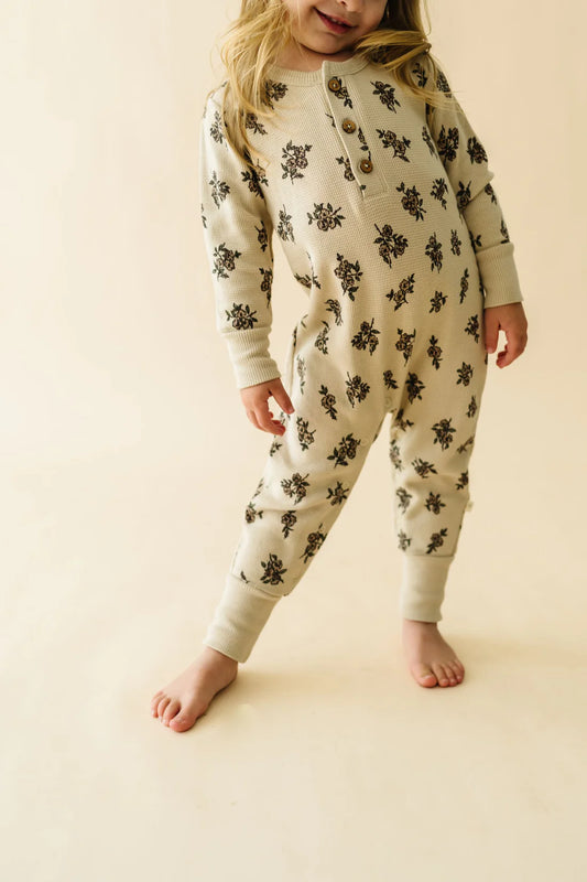 Organic Button Romper - Posy