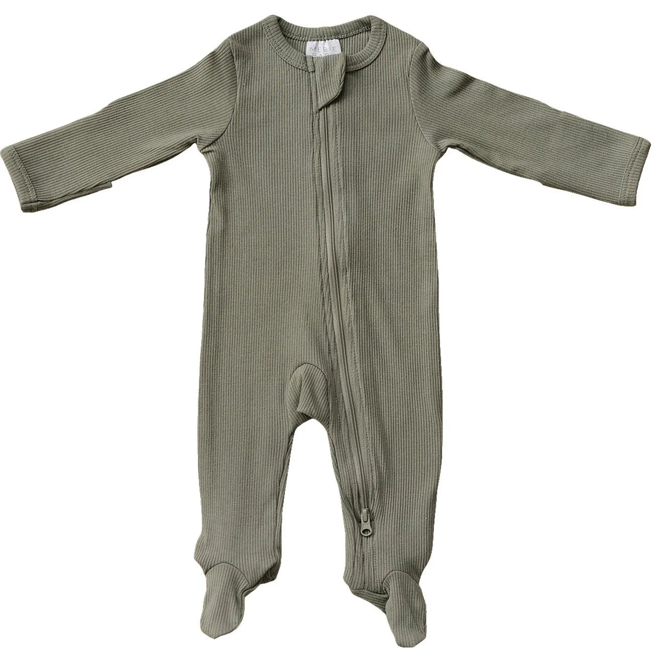 Green Organic Cotton Ribbed Zipper by Mebie Baby