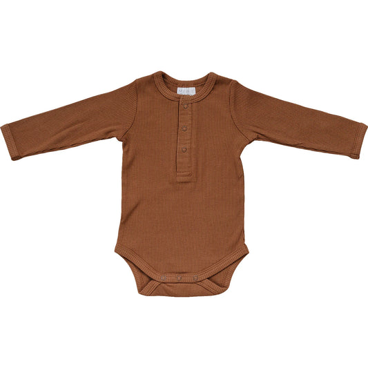 Rust Organic Snap Long Sleeve Bodysuit