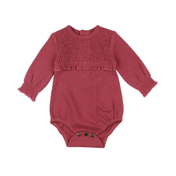 Organic Smocked Chest Bodysuit - Appleberry