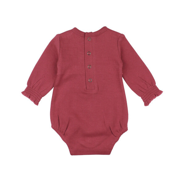 Organic Smocked Chest Bodysuit - Appleberry