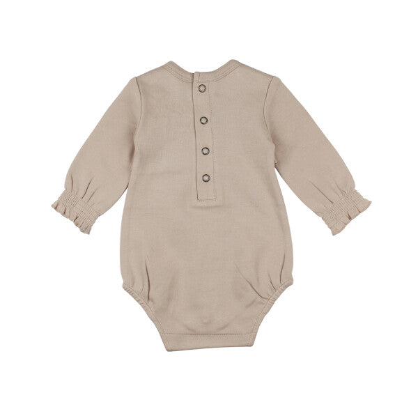 Organic Smocked Chest Bodysuit - Oatmeal