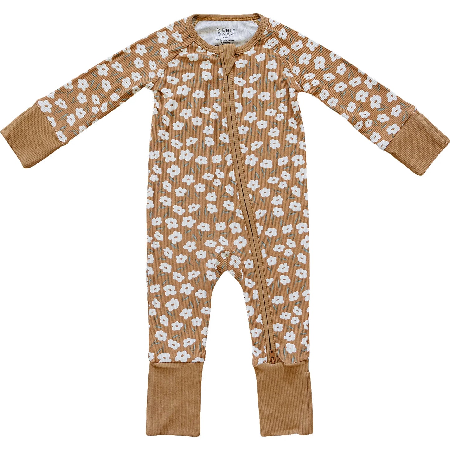 Mustard Floral Ribbed Bamboo Zipper by Mebie Baby