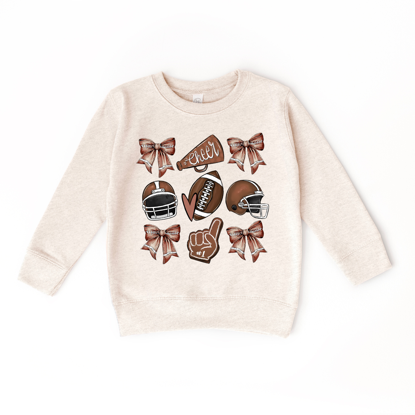 Football Season Cheer Bows Fan Kids Sweatshirt