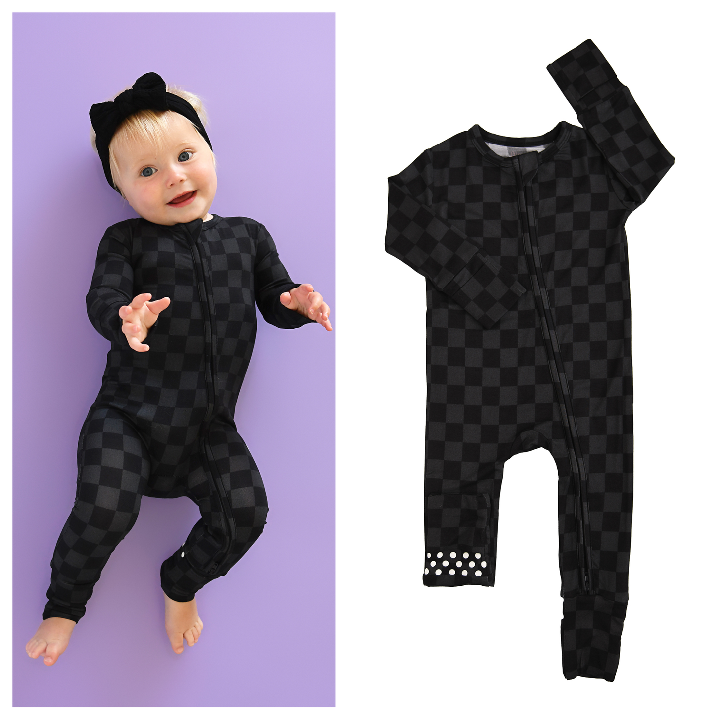 Frankie ZIP Halloween Checks Baby Outfit