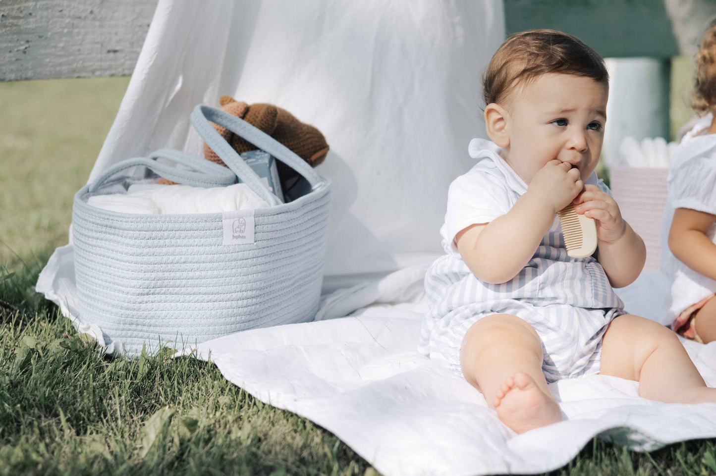 Rope Diaper Caddy | Misty Blue