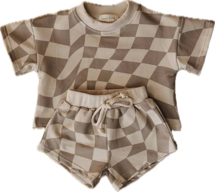 Wavy Check Shorts Set by Forever French Baby