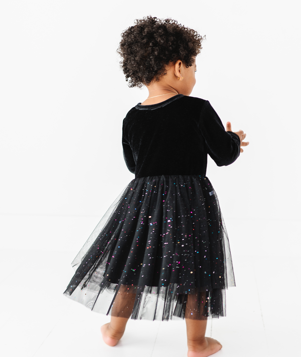 Kids Christmas Dress - Girls Black Velvet Holiday Dress