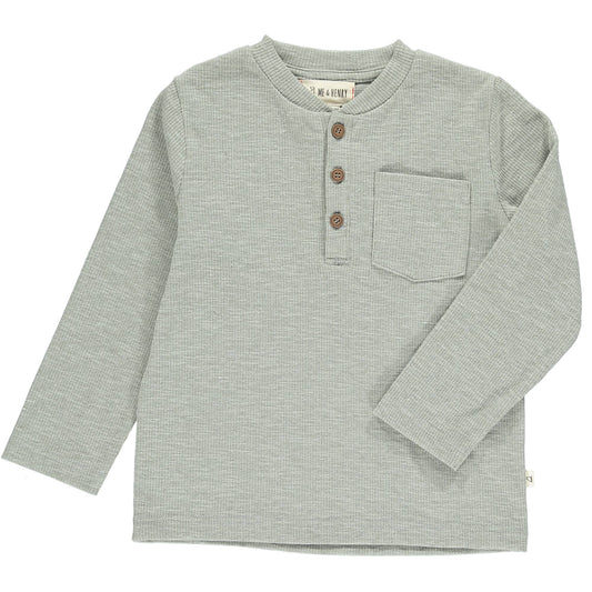 Heather Grey Ribbed Henley