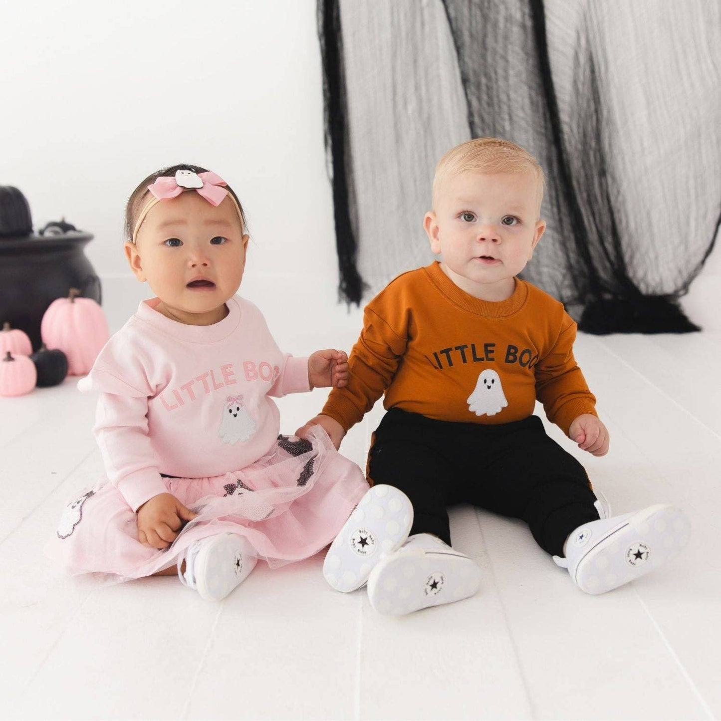 Little Boo Patch Halloween Long Sleeve Romper - Baby Clothes