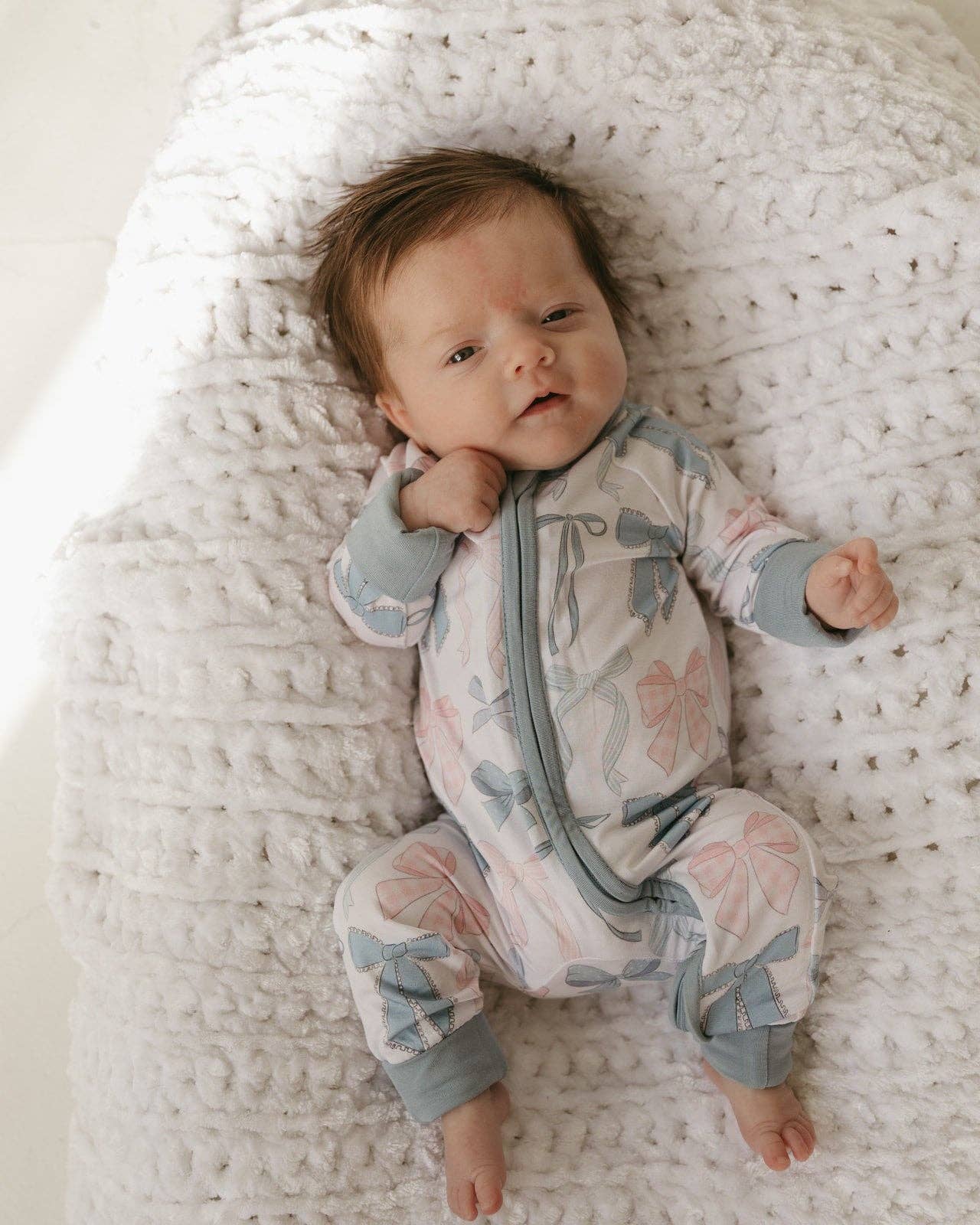 Cotton Candy Bows | Bamboo Zipper Pajamas
