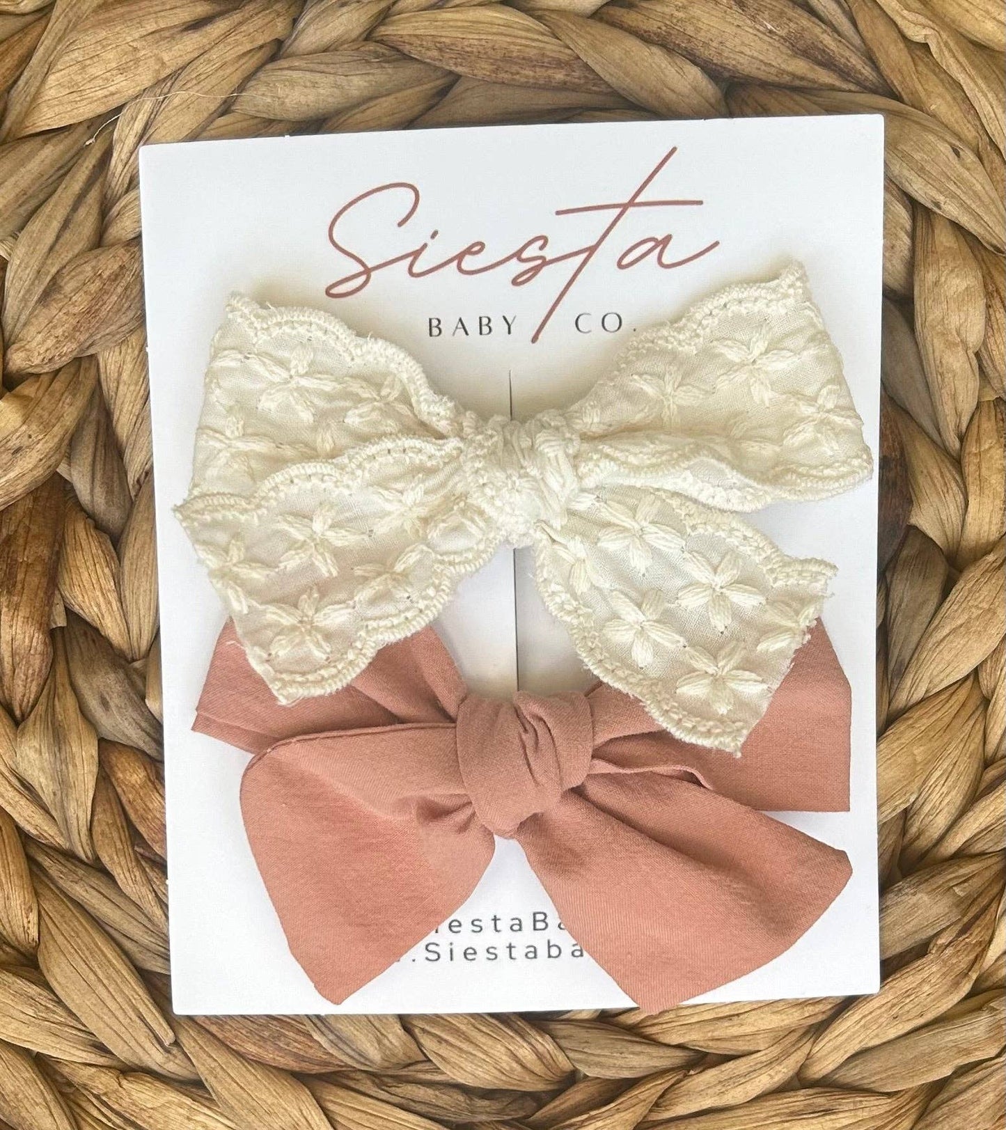 Bow Set- Rosa and Ivory Lace