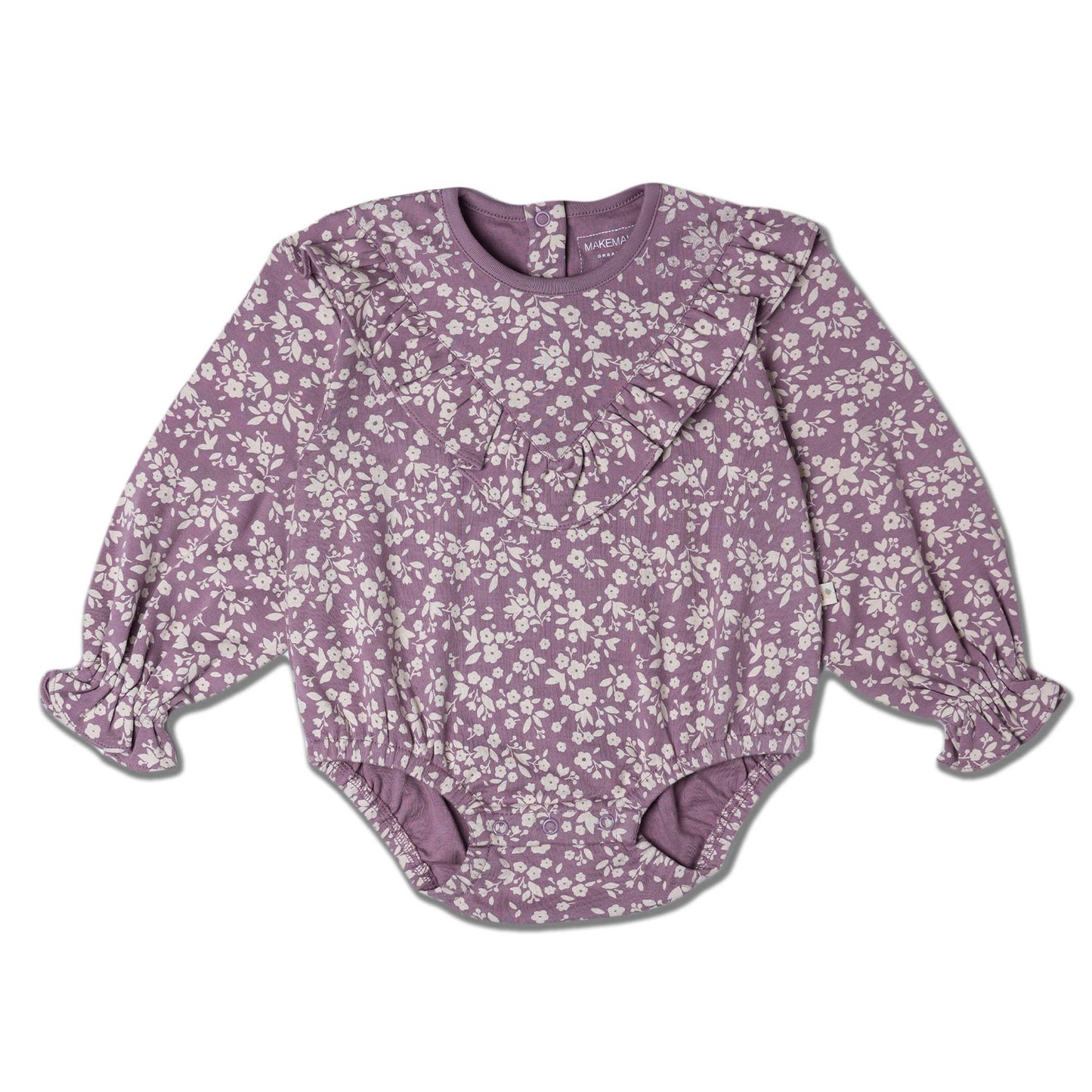 Organic Ruffle Bubble Romper - Thistle