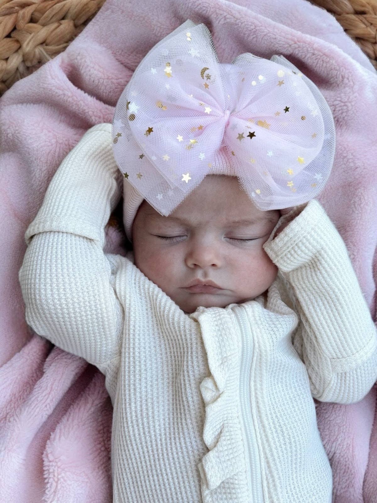 Baby's First Hat®, Petal Pink Star Tulle Bow