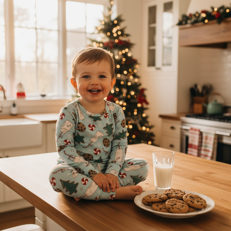 Milk + Cookies Big Kid Pajamas - Blue