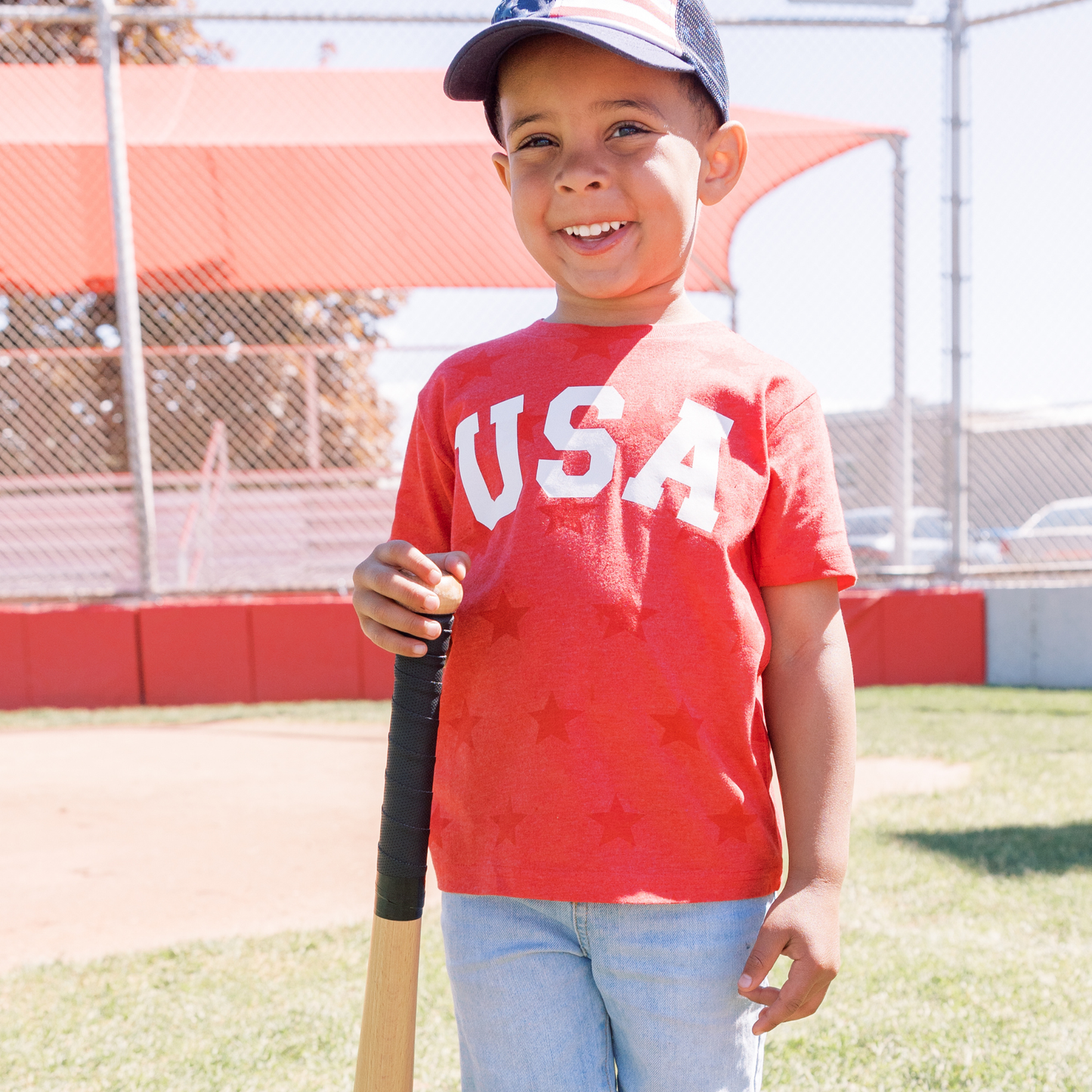 USA Stars Print Toddler and Youth 4th of July Shirt