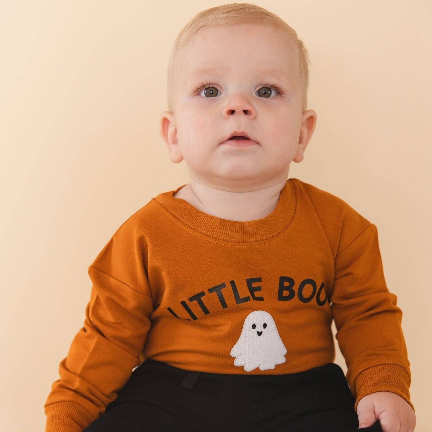 Little Boo Patch Halloween Long Sleeve Romper - Baby Clothes