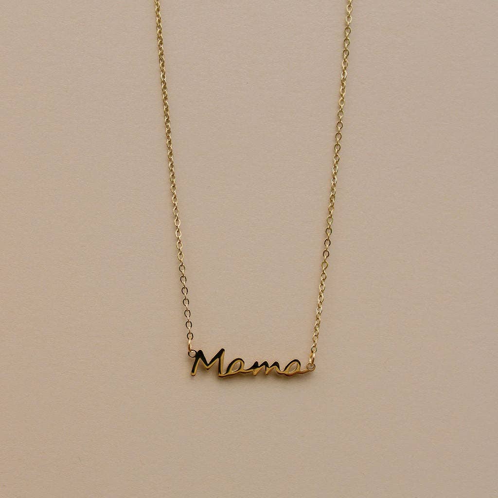 14k Mama Script Necklace