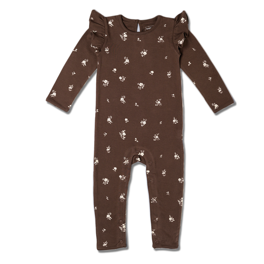 Organic Ruffle Full Sleeve Romper - Birch