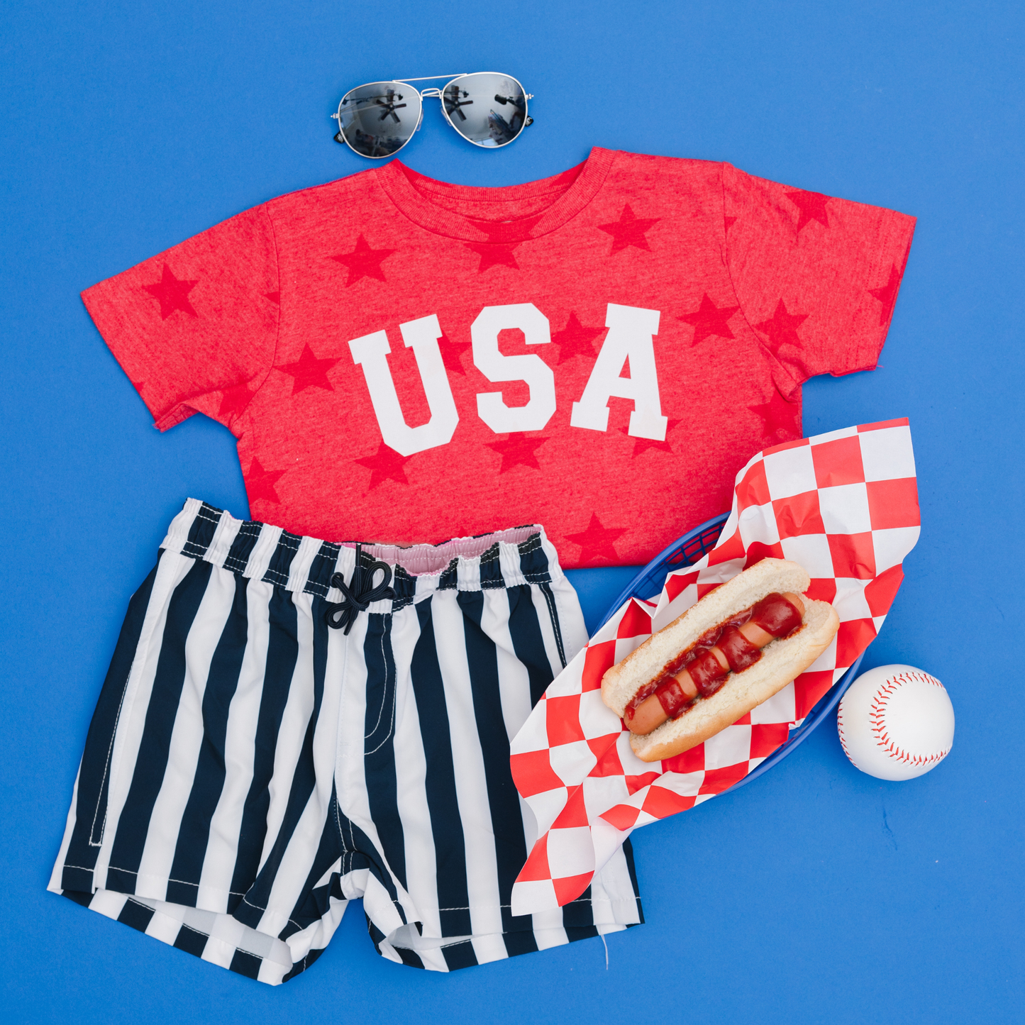 USA Stars Print Toddler and Youth 4th of July Shirt