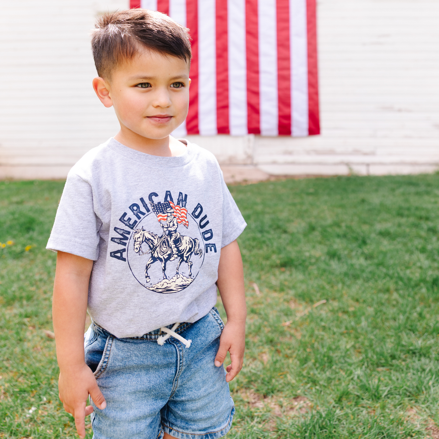 American Dude Boy 4th of July Kids Shirt