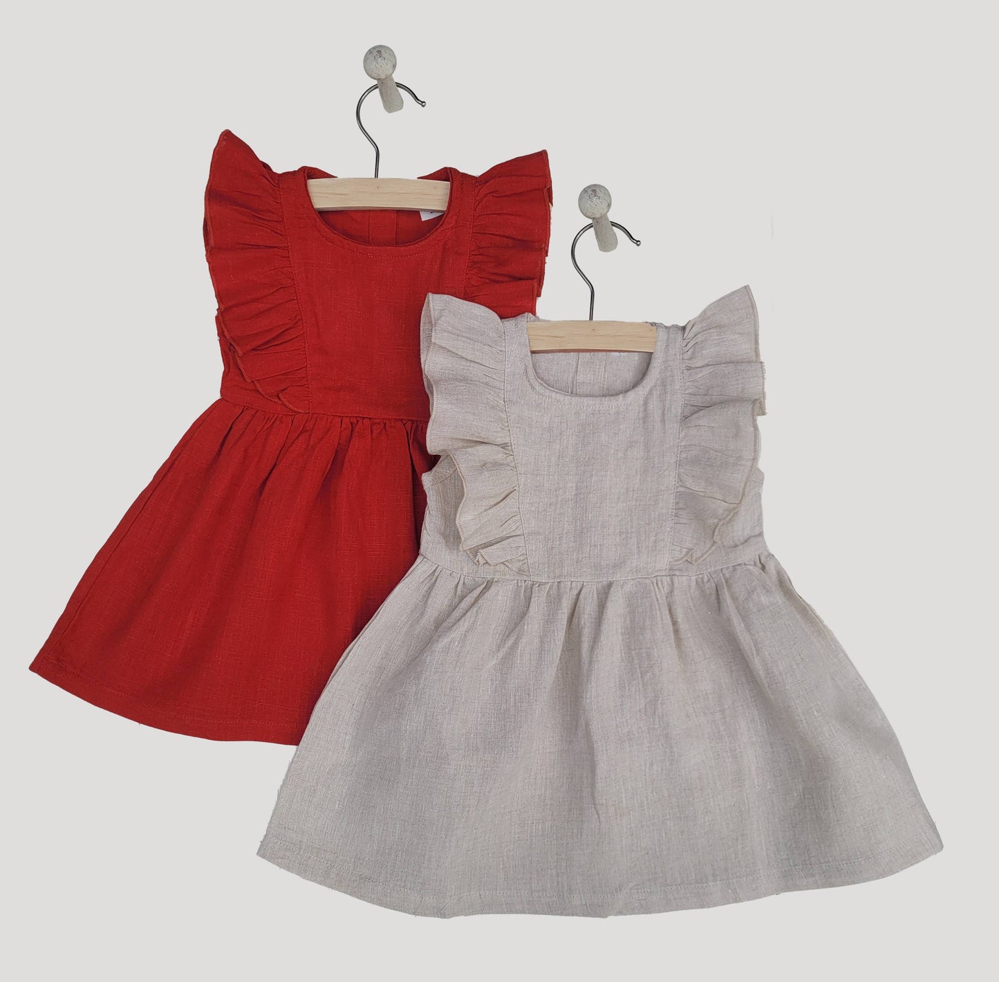 Baby Girl LINEN Ruffled Sleeveless DRESS| Gabriella