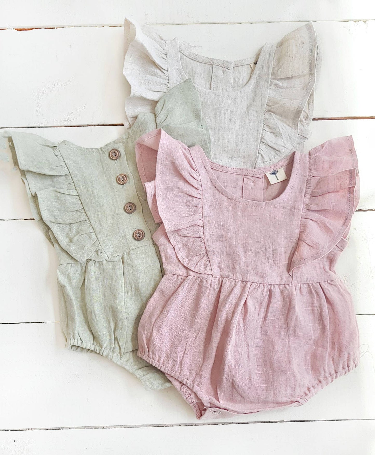 Baby Girl Gabriella Sleeveless Linen Girls Romper Jumpsuit