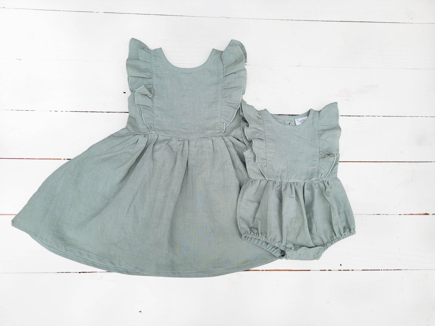 Baby Girl LINEN Ruffled Sleeveless DRESS| Gabriella