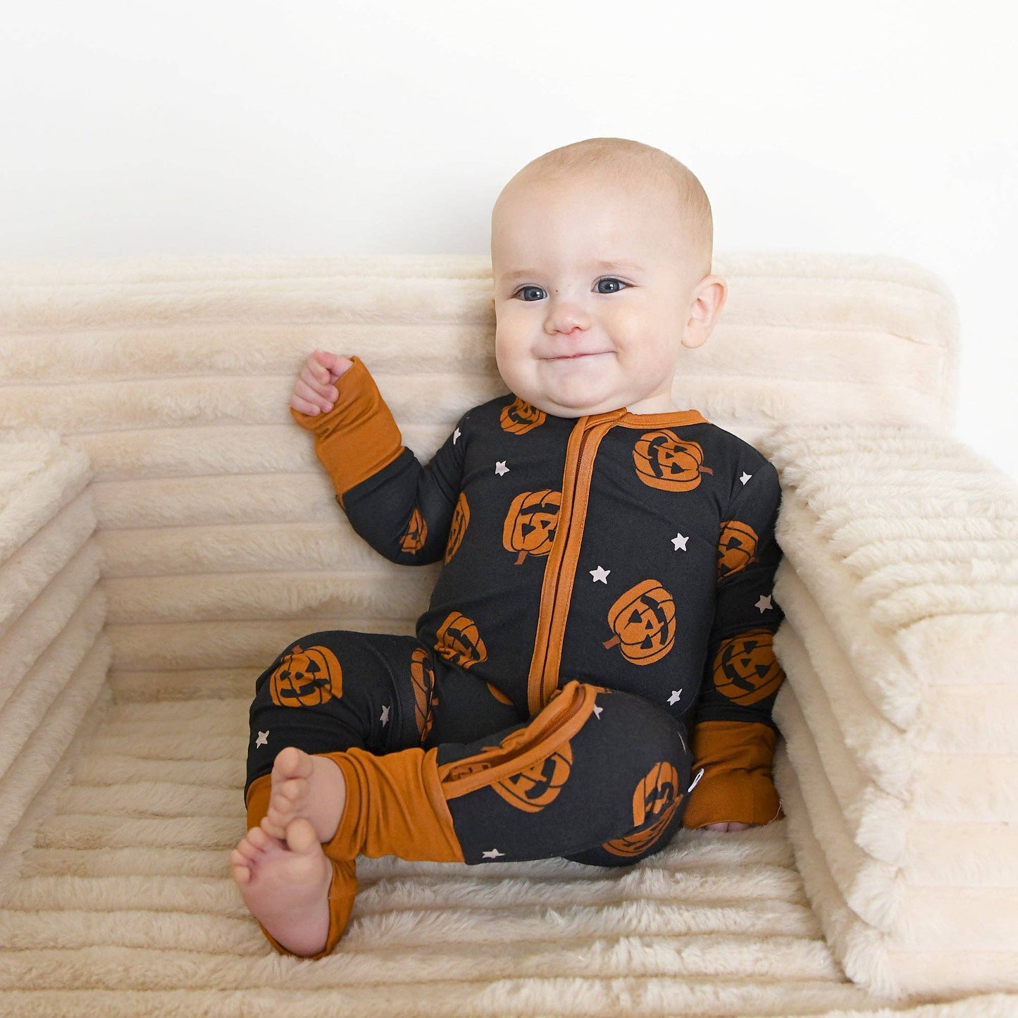 Jack ZIP Bamboo Halloween Pumpkins Baby Outfit