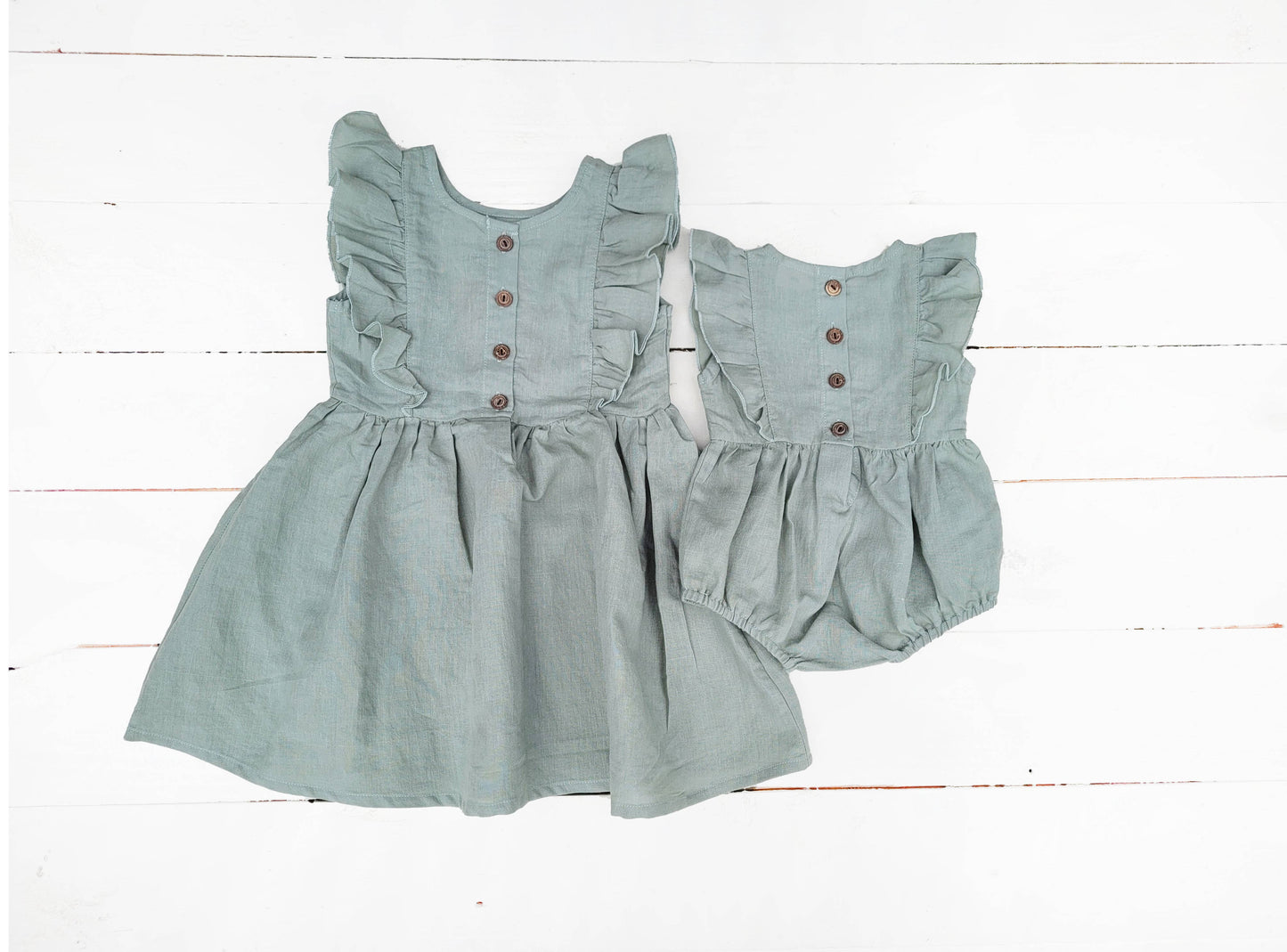 Baby Girl LINEN Ruffled Sleeveless DRESS| Gabriella