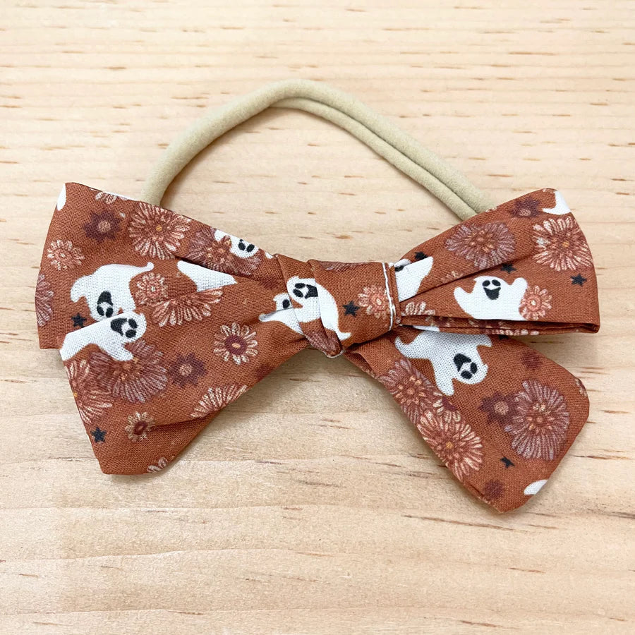 Floral Ghost Halloween Bow Headband